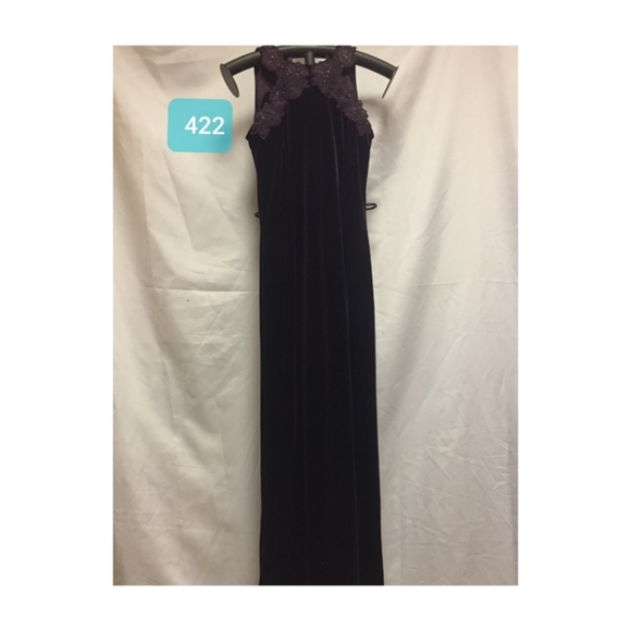 Vintage small 90s purple velvet dress ornate neck - Picture 1 of 2